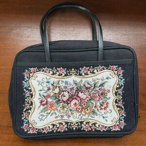 Vintage Floral Needlepoint Tapestry Bag – Journal, Book, Bible, or Craft Case